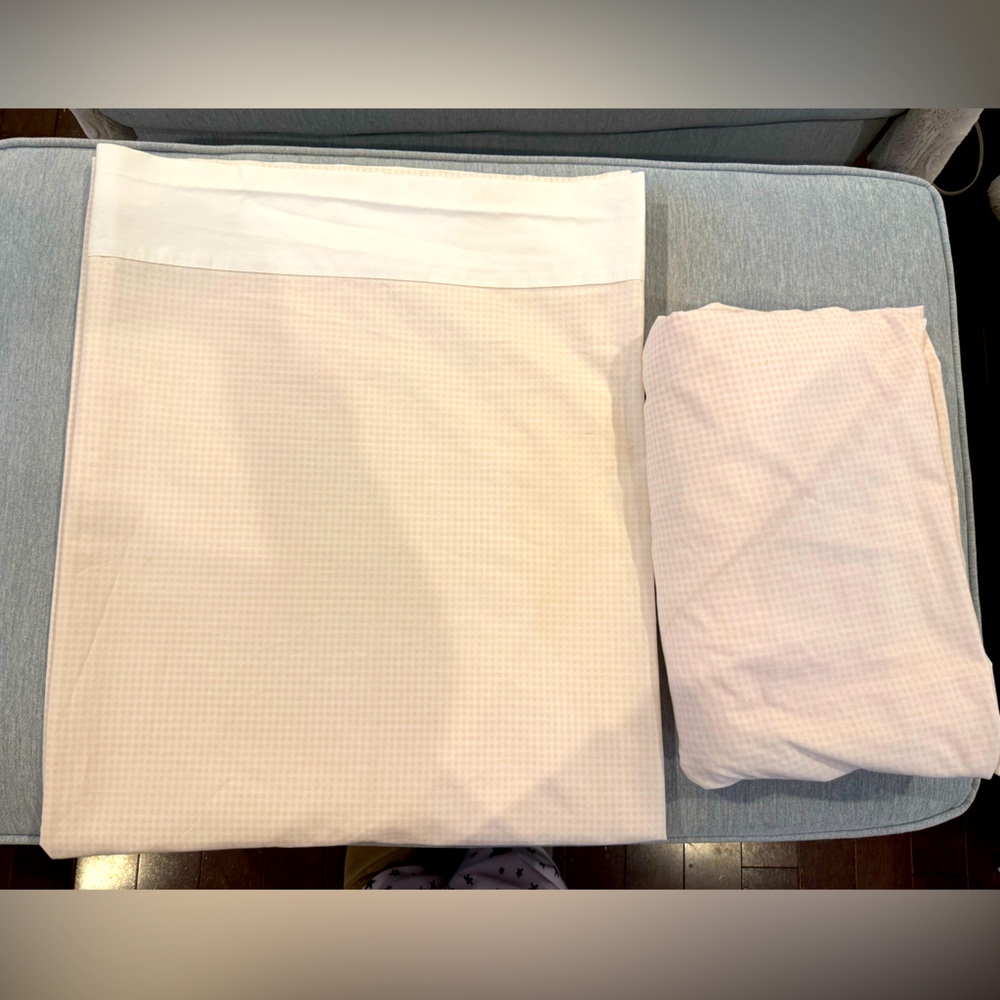Vtg Pink and White Checkered Full Size Flat and Fitted Sheet *no pillowcase*